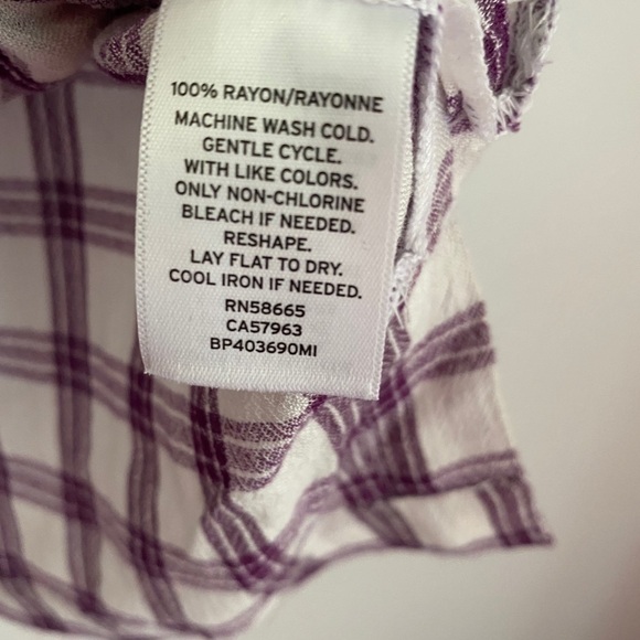 𝅺BP Casual Plaid Crop Boxy Short Sleeve Camp Shirt Large White Purple NWT - Picture 7 of 8